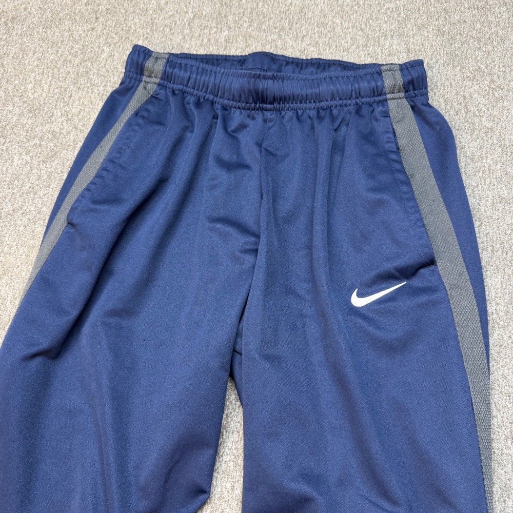 Nike Mens Dri-FIT Soccer Training Pants Navy Blue Grey Mesh Ankle Zip Joggers M